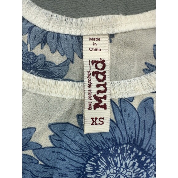 Mudd Tank Top XS Blue Sunflower Boho Y2K Indie Sleeveless Flowy Festival Floral - Picture 3 of 7